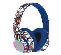 LJCCHM Wireless Bluetooth 5.3 Over Ear Headphones with Mic, Painted Finish, 10H Playtime, Hifi Stereo Foldable Lightweight Headset for PC/Cellphone/Home,Blue