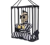 LJCM Halloween Scary Skull Cage Prisoner, Halloween Decoration Prop Multipurpose for Haunted House for Bar (Hairstyle Ghost)