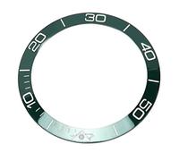 LJCM Watch Bezel Insert, Stylish Scratch Resistant Watch Bezel Ring 38.6mm Transparent Dial for Home (White Character Green Back)