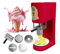 LJCSSD Multi-shape Spaghetti Ice Cream Press Machine with 4 Interchangeable Molds,420ml Hopper/Stainless Steel/1-Button Start,80w Commercial Gelatos Maker for Gelatos & Ice Cream Shops Red