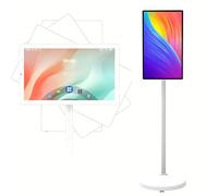 LJCSSD Portable Smart TV with Touchscreen Display, Smart Touchscreen Monitor Rolling TV on Wheels, Wireless Portable TV on Wheels with Voice Control Android OS Storage 24inches 8+128G