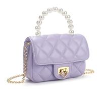 LJCTULY Kids Purses for Teens Girls, Princess Purple Purse for Toddler, Heart Lock Crossbody Bag, Cute Little Girl Wallet with Chain Strap, Beaded Handbag Gift for Age 3-12, Purple, 5.8" x 2.5" x 4",