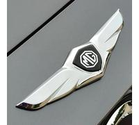 LJCXZS Car Emblem Decal Badge for MG HS 2018-2024,Metal Emblems Front Bonnet/Rear Boot Steering Wheel Logo Sticker Stylish Waterproof Car Styling Accessories,Silver-Black label