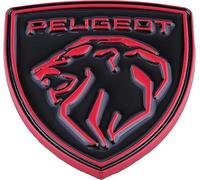 LJCXZS Car Emblem Decal Badge for Peugeot RCZ 2010-2013,Metal Emblems Front Bonnet/Rear Boot Steering Wheel Logo Sticker Stylish Waterproof Car Styling Accessories,Black-Red label
