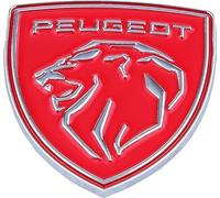 LJCXZS Car Emblem Decal Badge for Peugeot RCZ 2010-2013,Metal Emblems Front Bonnet/Rear Boot Steering Wheel Logo Sticker Stylish Waterproof Car Styling Accessories,Red-Silver label