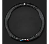 LJCXZS Car Steering Wheel Cover for Peugeot 408 2014-2017,Microfiber Leather with Emblem logo Sport Steering Wheel Protector Breathable Anti slip Durable Odorless All Seasons Interior Accessories
