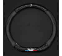 LJCXZS Car Steering Wheel Cover for Peugeot 408 2014-2017,Microfiber Leather with Emblem logo Sport Steering Wheel Protector Breathable Anti slip Durable Odorless All Seasons Interior Accessories