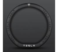 LJCXZS Car Steering Wheel Cover for Tesla Model 3,Microfiber Leather Elastic Steering Wheel Protector with Badge Emblem Universal Comfort Durability Car Accessories Fit Four Seasons,Type D-2