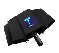 LJCXZS Travel Strong Windproof Umbrella for Tesla Roadster,Black Glue Coating Folding Car Umbrella With Emblem Portable Umbrella 99% UV Protection Waterproof Umbrella for Men Women