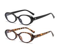 LJCZKA 2 Pairs of Oval Blue Light Glasses for Women, Small Cat Eye Blue Light Blocking Glasses Ladies Anti Fatigue for Reading Texting Gaming