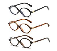 LJCZKA 3 Pairs of Oval Blue Light Glasses for Women Men Computer Glasses Oval Frame Anti Eyes Strain Headache Unisex for Reading Texting Gaming