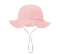 LJCZKA Adjustable Sun Hat Kids with Chin Strap, Cute Toddler Bucket Hat with Wide Brim Baby Girls Boys for Beach Camp Outdoor Pink