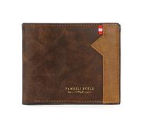 LJCZKA Bifold Leather Wallet Men, Slim Minimalist Wallet Coin Pocket Change Purse with Multi-Card Holder, Zipper Banknote Compartments, ID Window (Dark Coffee)