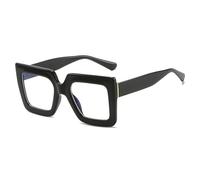 LJCZKA Blue Light Blocking Glasses for Women Oversized Square Anti Blue Light Glasses Big Thick Frame Chunky Computer Gaming Anti Glare Eyeglasses (Black, 0.0, x)