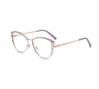 LJCZKA Blue Light Blocking Glasses Women, Cat Eye Computer Gaming Eyeglasses Cateye Metal Frame Anti Fatigue Clear Lens Eyewear (Pink, 0.0, x)