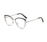 LJCZKA Blue Light Blocking Glasses Women, Cat Eye Computer Gaming Eyeglasses Cateye Metal Frame Anti Fatigue Clear Lens Eyewear (Black Clear, 0.0, x)