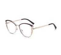 LJCZKA Blue Light Blocking Glasses Women, Cat Eye Computer Gaming Eyeglasses Cateye Metal Frame Anti Fatigue Clear Lens Eyewear (Coffee, 0.0, x)
