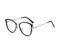 LJCZKA Blue Light Blocking Glasses Women, Cat Eye Computer Gaming Eyeglasses Cateye Metal Frame Anti Fatigue Clear Lens Eyewear (Black, 0.0, x)