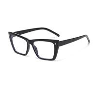 LJCZKA Blue Light Blocking Glasses Women, Cat Eye Computer Gaming Eyeglasses Oversized Cateye Frame Anti Fatigue Clear Lens Eyewear (Black, 0.0, x)