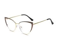 LJCZKA Cat Eye Blue Light Glasses Womens, Anti Blue Light Computer Glasses Metal Frame Clear for Anti Fatigue and Eyestrain