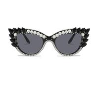 LJCZKA Cat Eye Rhinestones Sunglasses Womens, Retro Diamond Sunglasses Crystal Jeweled Bling Cateye Eyewear