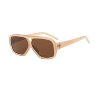 LJCZKA Classic Vintage Pilot Sunglasses for Women Men Retro Square Double Bridge 70s Oversized Sun Glasses UV400 Protection Driving Outdoor (ClearBrownBrown)