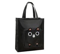LJCZKA Cute Cat Tote bag with zip for Girls Boys Book Tote Bag with Pockets Large Capacity Waterproof for School Work Travel Beach