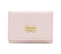 LJCZKA Cute Wallet Women Bow Coquette Small Wallet Girls Tri-fold Leather Card Holder Aesthetic Wallet Purse with ID Window for Women, Girls, Ladies (Pink)