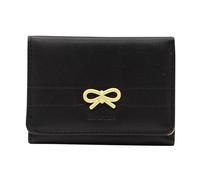 LJCZKA Cute Wallet Women Bow Coquette Small Wallet Girls Tri-fold Leather Card Holder Aesthetic Wallet Purse with ID Window for Women, Girls, Ladies (Black)