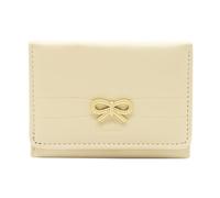 LJCZKA Cute Wallet Women Bow Coquette Small Wallet Girls Tri-fold Leather Card Holder Aesthetic Wallet Purse with ID Window for Women, Girls, Ladies (Yellow)