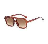 LJCZKA Fashion Pilot Sunglasses for Women Men Flat Square Frame Double Bridge Sunglasses Classic Vintage Style with UV400 Protection