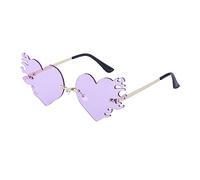 LJCZKA Heart Sunglasses with Flames Women Men Rimless Sunglasses Rave Hippie Glasses Halloween Party Festival Unisex