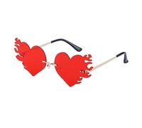 LJCZKA Heart Sunglasses with Flames Women Men Rimless Sunglasses Rave Hippie Glasses Halloween Party Festival Unisex