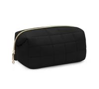 LJCZKA Large Portable Makeup Bag Capacity Puffy Lightweight Large Wide-Open Travel Bag Organizer Bag,Travel Pouch for Travel Essentials Toiletries Accessories Brushes (Black)