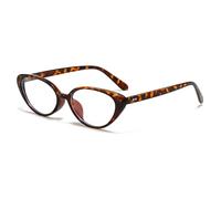 LJCZKA Oval Blue Light Blocking Glasses for Women Men Retro Small Oval Frame Cat Eye Y2K Anti Eye Satrain Headache Eyeglasses for Computer Gaming (Leopard, 0.0, x)