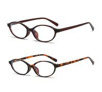 LJCZKA Oval Blue Light Glasses for Women Men Small Cat Eye Frame Anti Eye Satrain Headache Eyeglasses Y2K Clear Lens for Computer Gaming Reading (DarkBrown+Tortoise, 0.0, x)