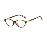 LJCZKA Oval Blue Light Glasses for Women Men Small Oval Cat Eye Frame Y2K Anti Eye Satrain Headache Eyeglasses Clear Lens for Computer Gaming (Leopard, 0.0, x)