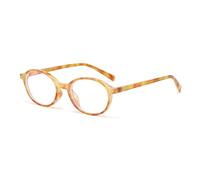 LJCZKA Oval Blue Light Glasses for Women Men Vintage Oval Frame Glasses Nerd Y2K Anti Eye Satrain Eyeglasses Clear Lens for Computer Gaming (Yellow Hawksbill, 0.0, x)