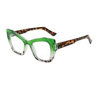 LJCZKA Oversized Blue Light Blocking Glasses Women, Cat eye Eyeglasses Anti Eye satrain Computer Gaming Anti Fatigue and Glare Clear Cateye Eyewear (GreenLeopardClear)