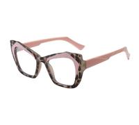 LJCZKA Oversized Blue Light Blocking Glasses Women, Cat eye Eyeglasses Anti Eye satrain Computer Gaming Anti Fatigue and Glare Clear Cateye Eyewear (PinkLeopardClear)