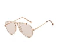 LJCZKA Oversized Pilot Sunglasses for Women Men 70s Retro Gold Metal Frame Pilot Sun Glasses Trendy Large Square Sunnies Outdoor UV400 Protection (Light Brown Light Brown)