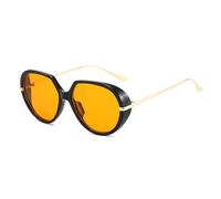 LJCZKA Oversized Pilot Sunglasses for Women Men Retro Round Sunglasses 70s Vintage Trendy Shades UV400 Protection (Black Orange)
