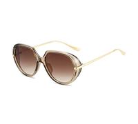 LJCZKA Oversized Pilot Sunglasses for Women Men Retro Round Sunglasses 70s Vintage Trendy Shades UV400 Protection (Clear Brown Gradient Brown)