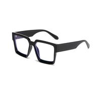 LJCZKA Oversized Square Blue Light Blocking Glassses for Women Men Retro Thick Rectangle Frame Computer Gaming Glasses Anti Eye-Fatigue Anti Eyestrain (BlackClear)