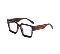 LJCZKA Oversized Square Blue Light Blocking Glassses for Women Men Retro Thick Rectangle Frame Computer Gaming Glasses Anti Eye-Fatigue Anti Eyestrain (BlackLeopardClear)