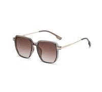 LJCZKA Oversized Square Sunglasses for Women Men Fashion Square Metal Frame Luxury Classic Rectangle Sun Glasses UV400 Protection (Brown Gradient Brown)