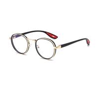 LJCZKA Photochromic Blue Light Blocking Glasses for Women Men Round Computer Gaming Eyeglasses Circle Metal Frame Anti Glare Glasses