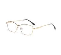LJCZKA Rectangle Blue Light Blocking Glasses for Men Women Square Metal Frame Computer Gaming Anti Eyestrain Eyeglasses Anti Glare Eyewear (Gold, 0.0, x)