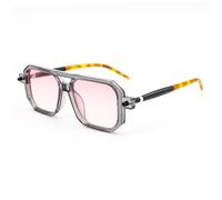 LJCZKA Retro 70s Square Flat Pilot Sunglasses for Women Men Classic Fashion Double Bridge Frame Sunglasses Anti UV400