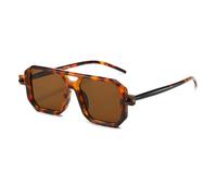 LJCZKA Retro 70s Square Flat Pilot Sunglasses for Women Men Classic Fashion Double Bridge Frame Sunglasses Anti UV400